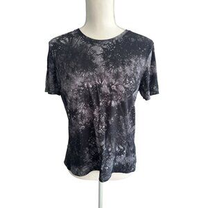 LULULEMON Womens Black Gray Tie Dye T Shirt Size 6